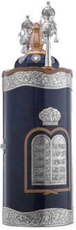 click for close up images, sterling on wood Torah case