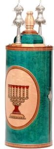 click for close up images, wood Torah case, sefer Torah cases, Torah tik