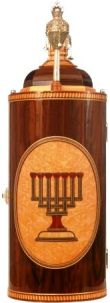 click for close up images, wood Torah case, sefer Torah cases, Torah tik