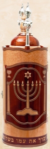 click for close up images, wood Torah case, sefer Torah cases, Torah tik