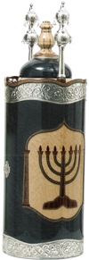 click for close up images, sterling on wood Torah case