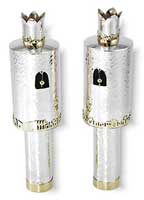 Bier sterling silver Torah rimonim