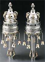 Netafim sterling silver Torah rimonim